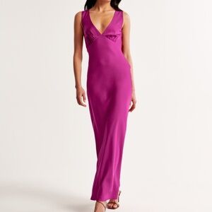 Abercrombie Plunge Cowl Back Maxi Dress Size Small Petite